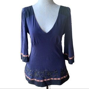 Anthropologie deep V, ribbon tie 🎀